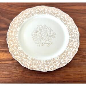 Canonsburg Pottery 22K Gold Filigree Scroll Floral Dinner Plate